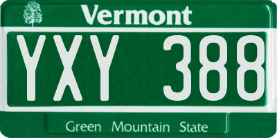 VT license plate YXY388