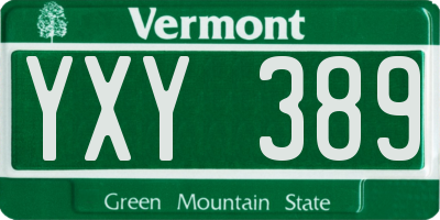 VT license plate YXY389