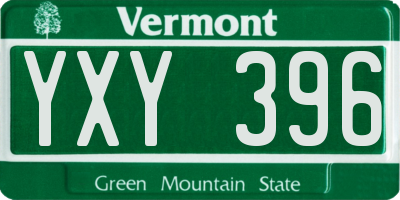VT license plate YXY396
