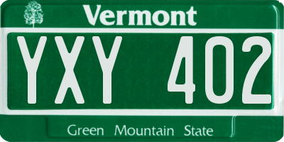 VT license plate YXY402
