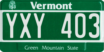 VT license plate YXY403