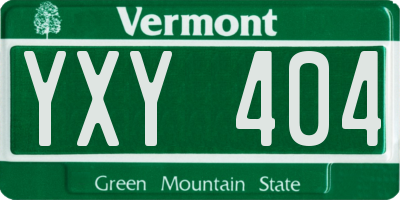 VT license plate YXY404