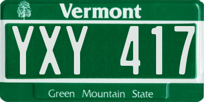 VT license plate YXY417