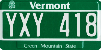 VT license plate YXY418