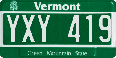 VT license plate YXY419