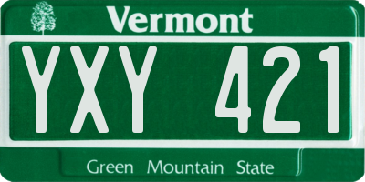VT license plate YXY421