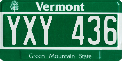 VT license plate YXY436