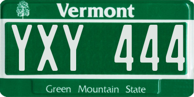 VT license plate YXY444