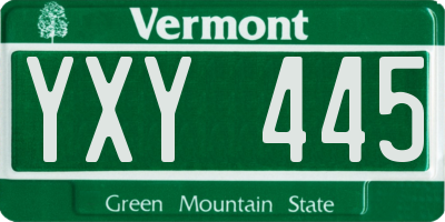 VT license plate YXY445