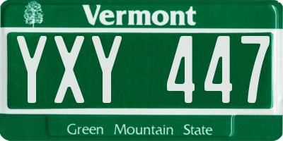VT license plate YXY447