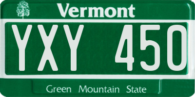 VT license plate YXY450