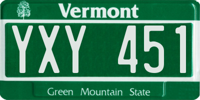 VT license plate YXY451