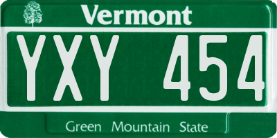 VT license plate YXY454