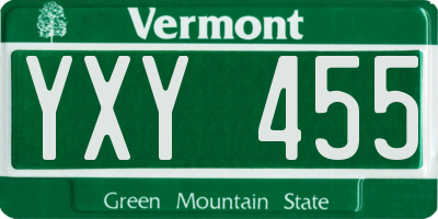 VT license plate YXY455