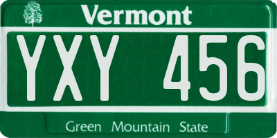 VT license plate YXY456