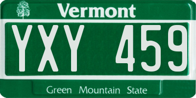 VT license plate YXY459