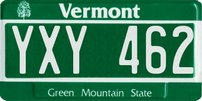 VT license plate YXY462
