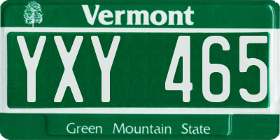 VT license plate YXY465