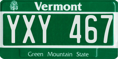 VT license plate YXY467