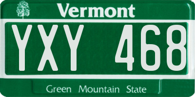 VT license plate YXY468
