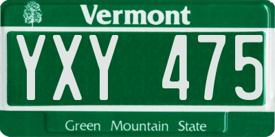 VT license plate YXY475