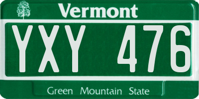 VT license plate YXY476