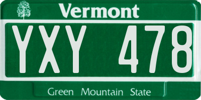 VT license plate YXY478