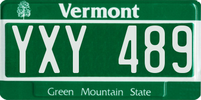 VT license plate YXY489