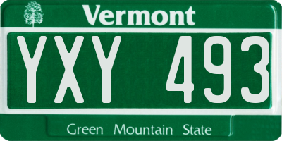 VT license plate YXY493
