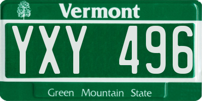 VT license plate YXY496
