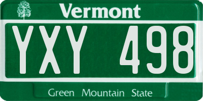 VT license plate YXY498