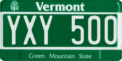 VT license plate YXY500