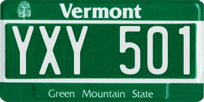 VT license plate YXY501