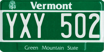 VT license plate YXY502