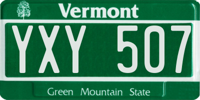 VT license plate YXY507