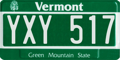 VT license plate YXY517