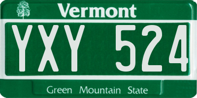 VT license plate YXY524