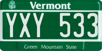 VT license plate YXY533