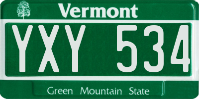 VT license plate YXY534