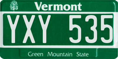 VT license plate YXY535