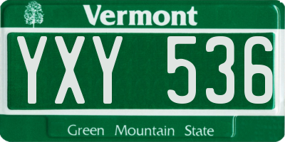 VT license plate YXY536