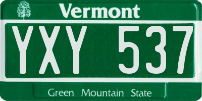 VT license plate YXY537