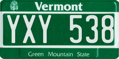 VT license plate YXY538