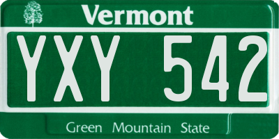 VT license plate YXY542