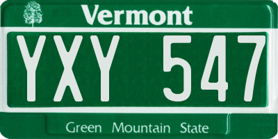 VT license plate YXY547