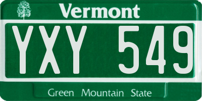 VT license plate YXY549