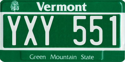 VT license plate YXY551