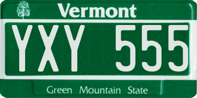 VT license plate YXY555