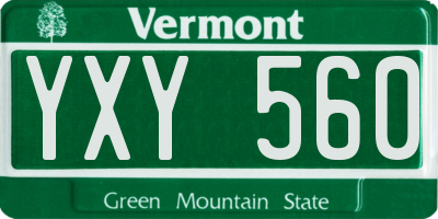 VT license plate YXY560