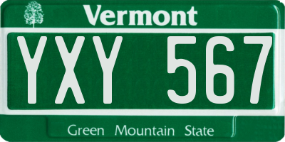 VT license plate YXY567